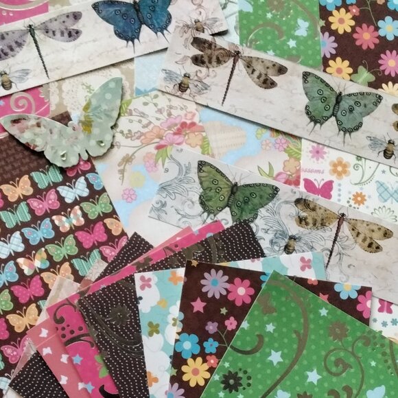 Butterfly Theme Craft Paper Pack of 52 Items for Scrapbooks/Junk Journals - Picture 2 of 3